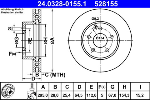 Obrázok Brzdový kotúč ATE PowerDisc 24.0328-0155.1