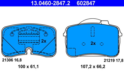 Obrázok Sada brzdových platničiek kotúčovej brzdy ATE 13.0460-2847.2