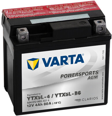 Obrázok Motobaterie VARTA YTX5L-BS, 4Ah, 12V (504 012 003 A51 4)