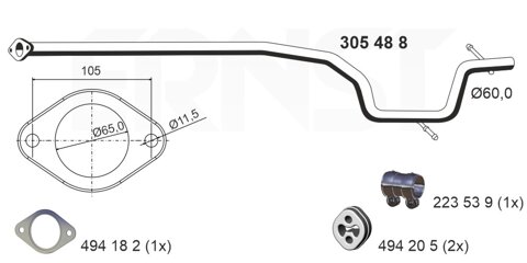 Obrázok Výfukové potrubie ERNST 305488