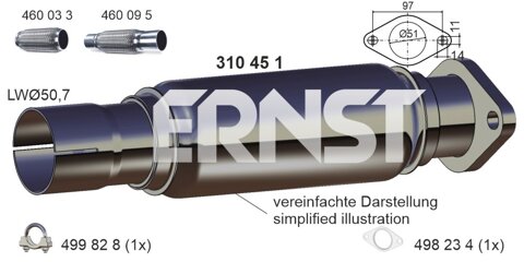 Obrázok Opravné potrubie pre katalyzátor ERNST 310451