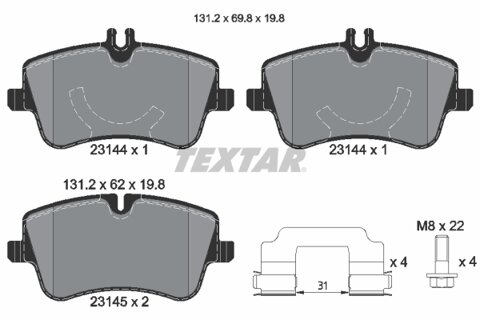 Obrázok Sada brzdových platničiek kotúčovej brzdy TEXTAR 2314401