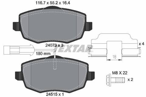 Obrázok Sada brzdových platničiek kotúčovej brzdy TEXTAR 2407303