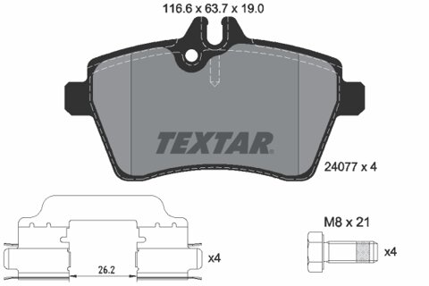 Obrázok Sada brzdových platničiek kotúčovej brzdy TEXTAR 2407702