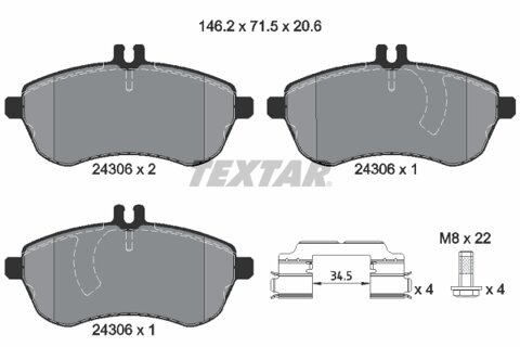 Obrázok Sada brzdových platničiek kotúčovej brzdy TEXTAR 2430681