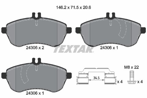 Obrázok Sada brzdových platničiek kotúčovej brzdy TEXTAR 2430601