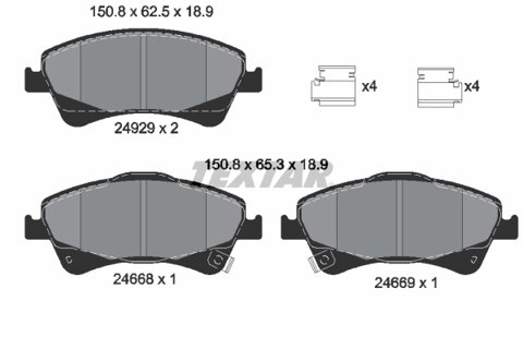 Obrázok Sada brzdových platničiek kotúčovej brzdy TEXTAR 2466801