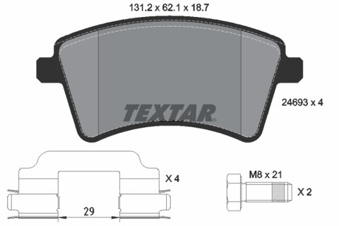 Obrázok Sada brzdových platničiek kotúčovej brzdy TEXTAR 2469301