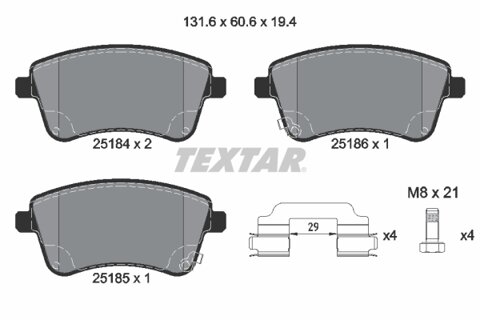 Obrázok Sada brzdových platničiek kotúčovej brzdy TEXTAR 2518401