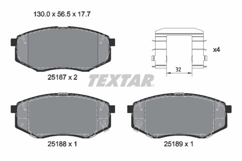 Obrázok Sada brzdových platničiek kotúčovej brzdy TEXTAR 2518701