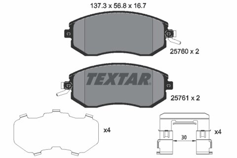 Obrázok Sada brzdových platničiek kotúčovej brzdy TEXTAR 2576001