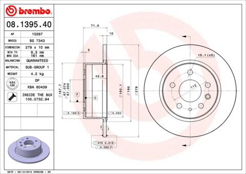 Obrázok Brzdový kotúč BREMBO 08.1395.40