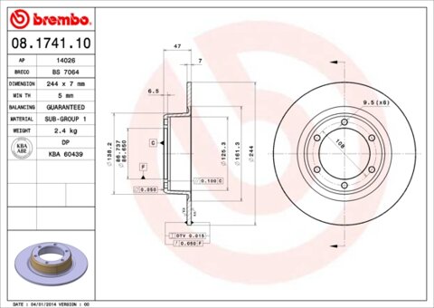 Obrázok Brzdový kotúč BREMBO 08.1741.10