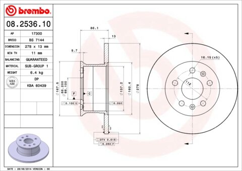 Obrázok Brzdový kotúč BREMBO 08.2536.10