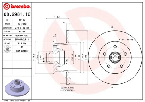 Obrázok Brzdový kotúč BREMBO 08.2981.10