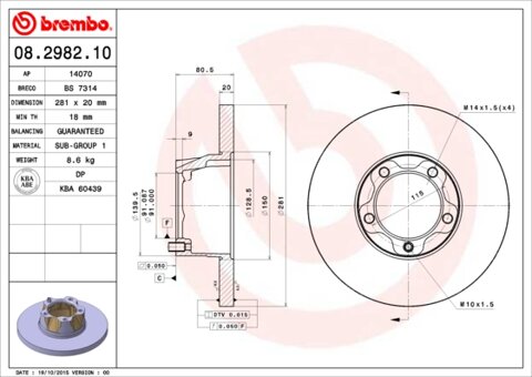 Obrázok Brzdový kotúč BREMBO 08.2982.10