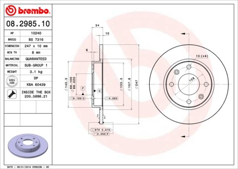 Obrázok Brzdový kotúč BREMBO 08.2985.10