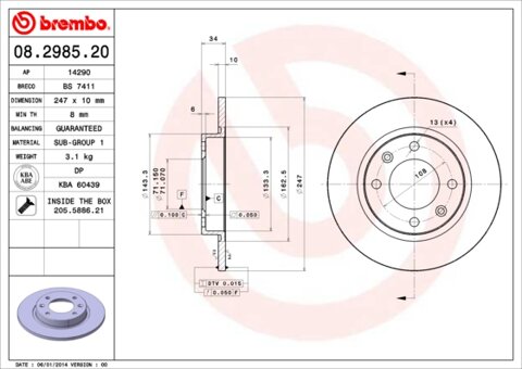 Obrázok Brzdový kotúč BREMBO 08.2985.20