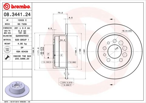 Obrázok Brzdový kotúč BREMBO 08.3441.24