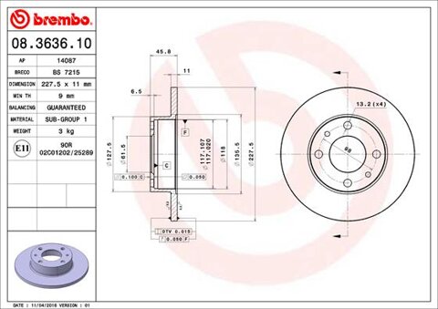 Obrázok Brzdový kotúč BREMBO 08.3636.10