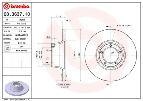 Obrázok Brzdový kotúč BREMBO 08.3637.10