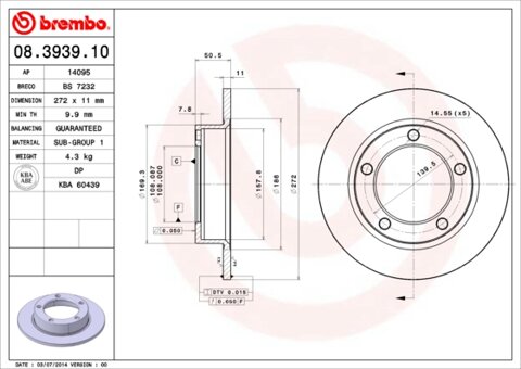 Obrázok Brzdový kotúč BREMBO 08.3939.10