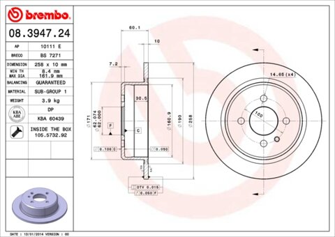 Obrázok Brzdový kotúč BREMBO 08.3947.24