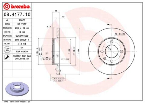 Obrázok Brzdový kotúč BREMBO 08.4177.10