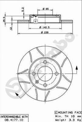 Obrázok Brzdový kotúč BREMBO 08.4177.75