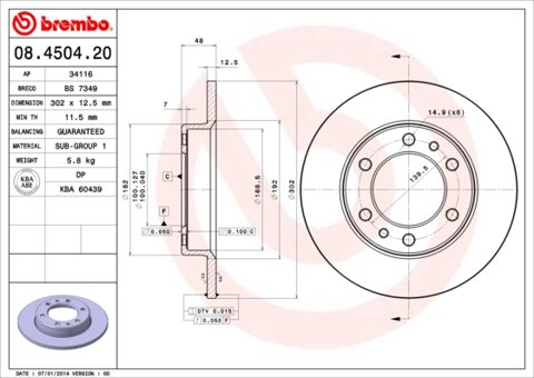 Obrázok Brzdový kotúč BREMBO 08.4504.20