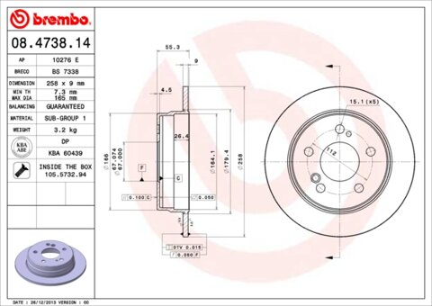 Obrázok Brzdový kotúč BREMBO 08.4738.14