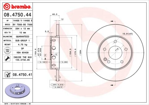 Obrázok Brzdový kotúč BREMBO 08.4750.41