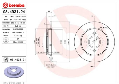 Obrázok Brzdový kotúč BREMBO 08.4931.21