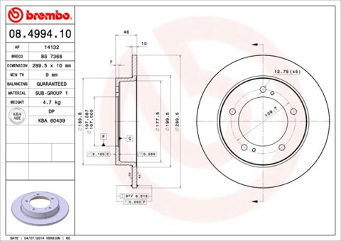 Obrázok Brzdový kotúč BREMBO 08.4994.10