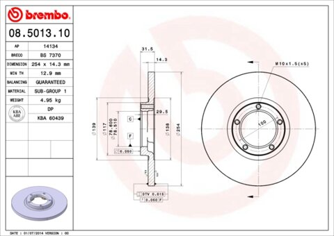 Obrázok Brzdový kotúč BREMBO 08.5013.10