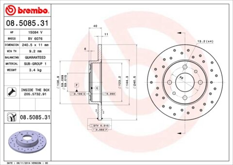 Obrázok Brzdový kotúč BREMBO 08.5085.31