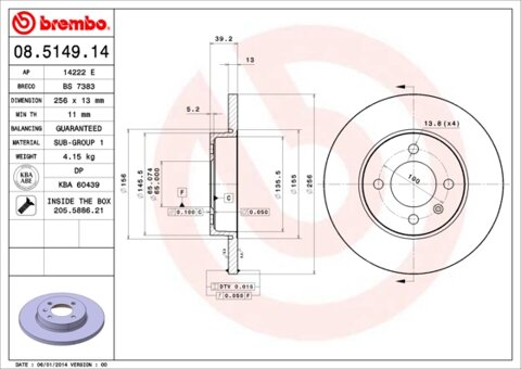 Obrázok Brzdový kotúč BREMBO 08.5149.14