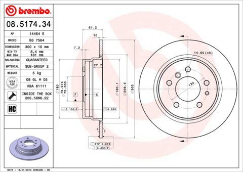 Obrázok Brzdový kotúč BREMBO 08.5174.34