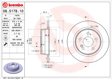 Obrázok Brzdový kotúč BREMBO 08.5178.10