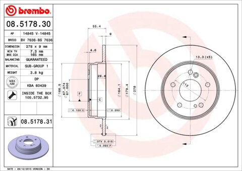 Obrázok Brzdový kotúč BREMBO 08.5178.31