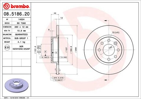 Obrázok Brzdový kotúč BREMBO 08.5186.20