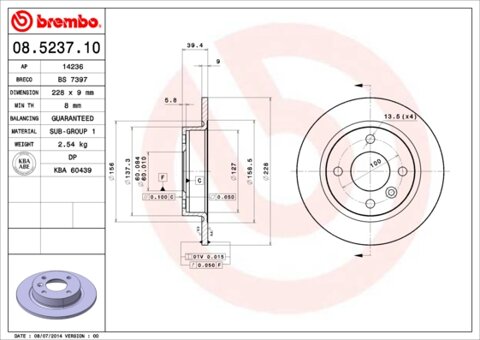 Obrázok Brzdový kotúč BREMBO 08.5237.10