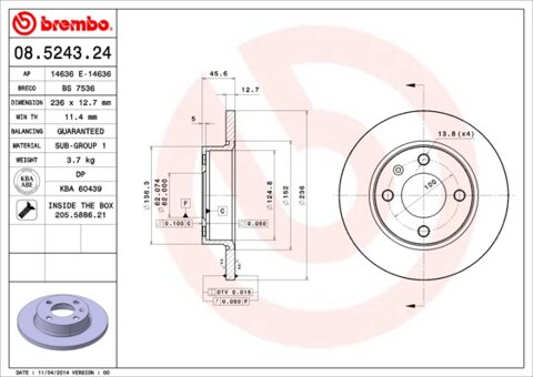 Obrázok Brzdový kotúč BREMBO 08.5243.24