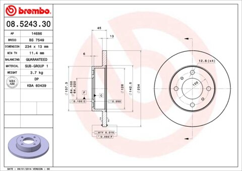 Obrázok Brzdový kotúč BREMBO 08.5243.30