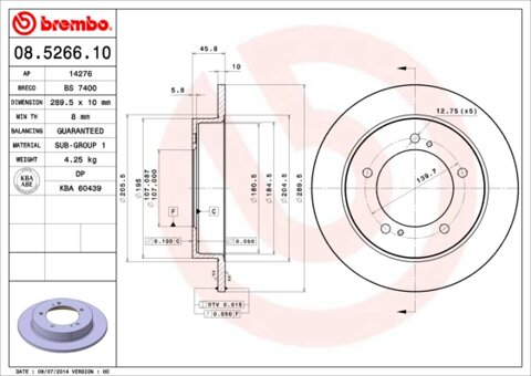 Obrázok Brzdový kotúč BREMBO 08.5266.10