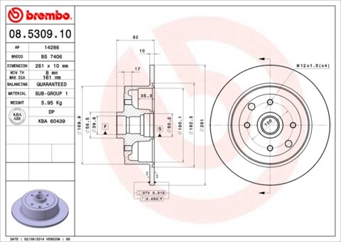 Obrázok Brzdový kotúč BREMBO 08.5309.10