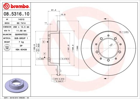 Obrázok Brzdový kotúč BREMBO 08.5316.10