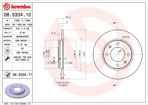 Obrázok Brzdový kotúč BREMBO 08.5334.11