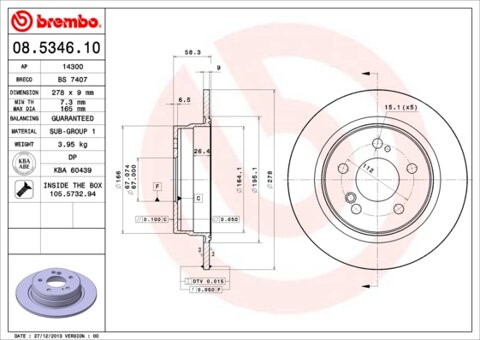 Obrázok Brzdový kotúč BREMBO 08.5346.10