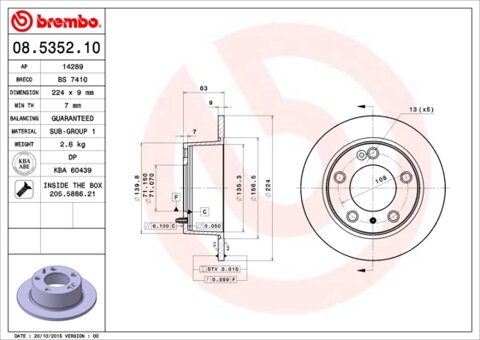 Obrázok Brzdový kotúč BREMBO 08.5352.10